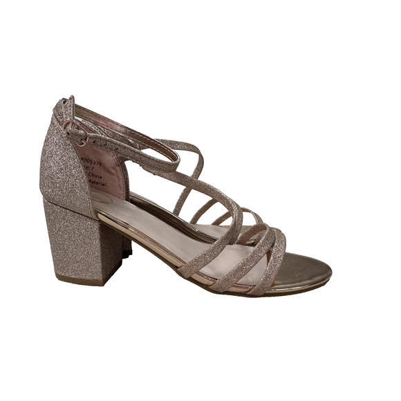 Journee Collection Bella Shoes Womens Size 7 Glitter Block Heel Sandal Dress - Picture 3 of 12